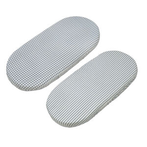 Set van 2 hoeslakens draagmand Praliné Vichy/Stripes Matcha 
