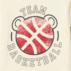 T-shirt met lange mouwen en 2-in-1 effect met basketballprint voor babyjongens 