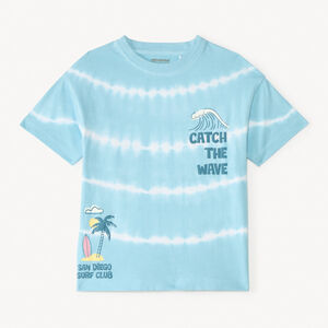 T-shirt met korte mouwen in tie-dye surfprint voor jongens 