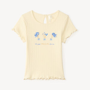 Korte mouwen t-shirt met reliëf bloemen voor babymeisjes 