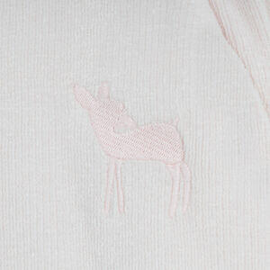 slaapzak met afneembare mouwen in geribd fluweel TOG 3,5 met geborduurd hertenmotief roos 