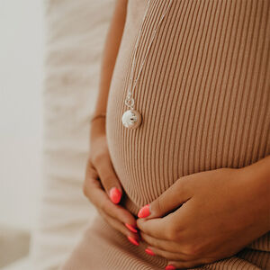 Coffret bola de grossesse + bracelet Cœur de cristal plaqué argent 