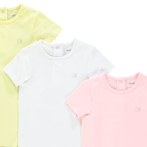 Lot de 3 bodies manches courtes unis pour bébé fille 