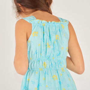 Robe à bretelles en toile imprimé fantaisie coquillages pour fille 