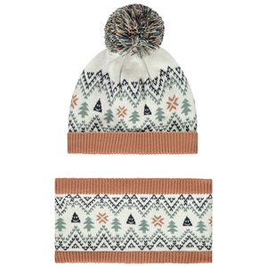 Set van muts + snood in jacquard gebreid met bomen voor jongen 