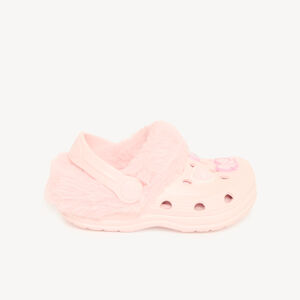 Babyschoentjes voor meisjes in klompenstijl met nepbont en patch 