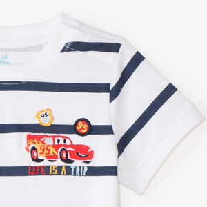 Korte mouwen gestreept T-shirt met borduursel van Flash McQueen Disney-Pixar voor baby jongen 