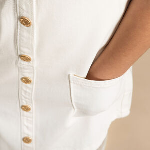 Robe salopette uni en denim avec poches fille 