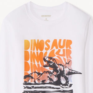 T-shirt met lange mouwen in effen kleur met soft print voor jongens 