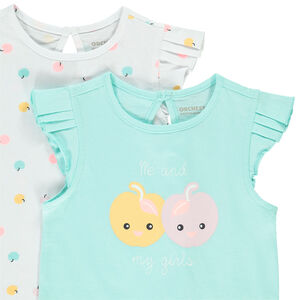 Set van 2 T-shirts met korte mouwen en volant voor meisjes 