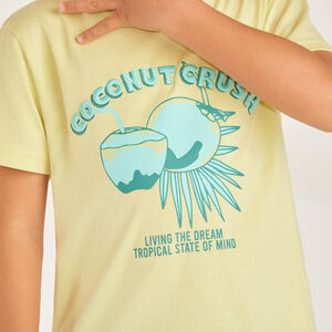 T-shirt met korte mouwen met kokosnootprint voor jongens 