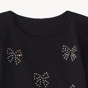 T-shirt met lange mouwen en strass knoop voor meisjes 