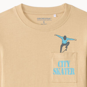 T-shirt manches longues avec poche plaquée et print fantaisie pour garçon 
