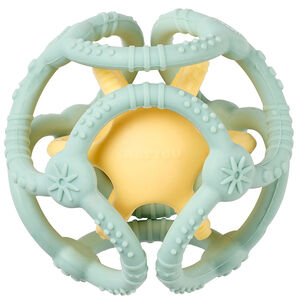 Anneau de dentition - Set 2 balles emboitables - Silicone - Vert pastel/jaune 