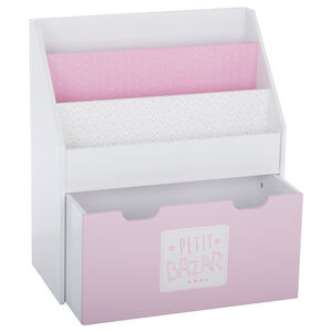 Bibliothèque avec bac à roulettes - Rose  