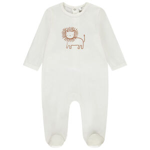 Pyjama in effen jersey met dierenprint voor baby jongen 