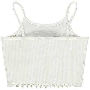 Korte ribbed tanktop met borduursels meisjes 