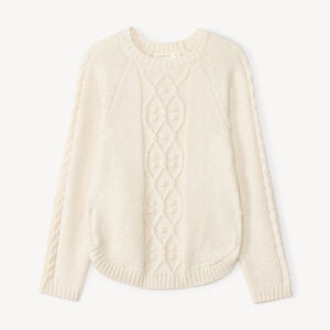 Pull uni en tricot torsadé scintillant pour fille 