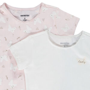 Lot de 2 maillots de corps manches courtes motifs papillons fille 