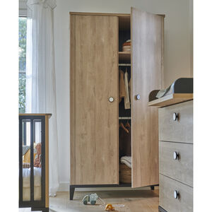 Armoire 2 portes Marcel Chêne & noir 