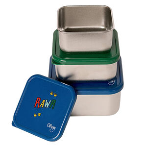 Stapelbare lunchbox van roestvrij staal 3STKS Blue Dino 
