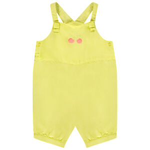Salopette courte avec broderie cerises pour bébé fille 