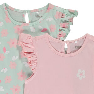 Lot de 4 t-shirts manches courtes volantées pour bébé fille 