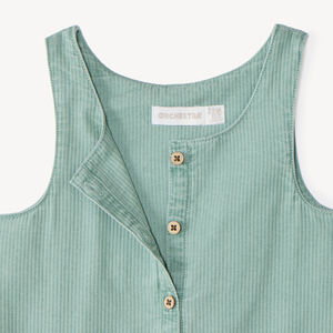 Salopette courte bébé fille en toile à broderie fleurie 