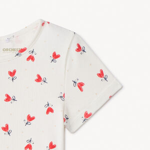 T-shirt met korte mouwen, met fantasie hartenprint voor babymeisje 