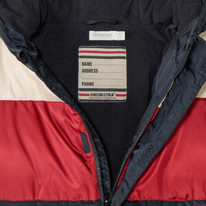 Donsjas met colourblock effect en kap voor jongens 