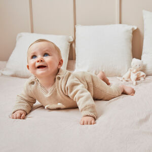 Combinaison naissance en tricot doublée velours 