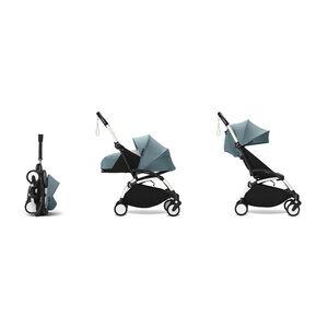 Poussette Stokke® YOYO³ de la naissance à 3 ans - cadre blanc/aqua 