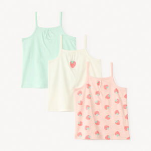 Set van 3 mouwloze shirts met aardbeienmotief voor babymeisjes 