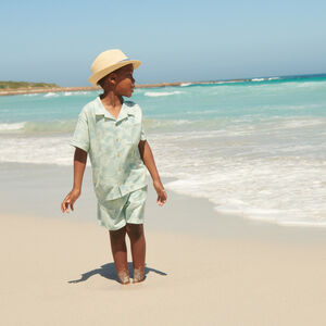 Ensemble 2 pièces chemise + bermuda style hawaïen pour garçon 