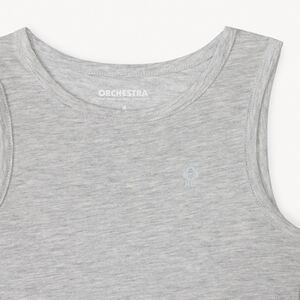 Set van 3 mouwloze effen onderhemden voor jongens met ronde hals en Orc-logo op de borst 