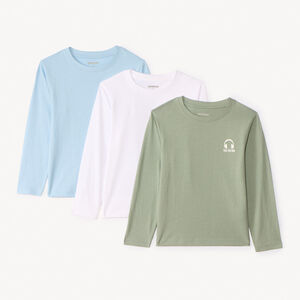 Set van 3 lange mouw T-shirts in effen kleur voor jongens 