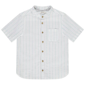 Gestreept hemd met korte mouwen en mao kraag voor jongens 