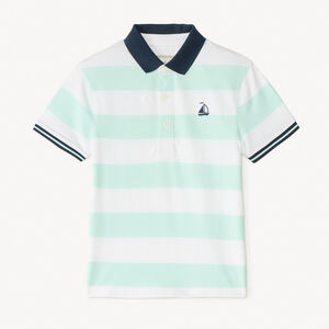 Poloshirt met korte mouwen en gestreept ontwerp met bootbrodering voor jongens 