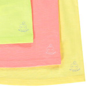 Set van 3 effen hemdjes voor meisjes met dunne bandjes en appelprint 