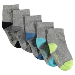 Lot de 5 paires de chaussettes unies à bout et talon contrastés 