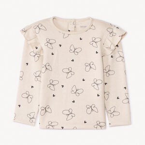 T-shirt manches longues imprimé à volants pour bébé fille 