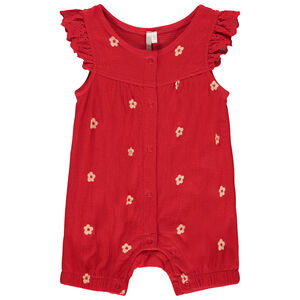 Combinaison courte imprimée fleurs plates pour bébé fille  