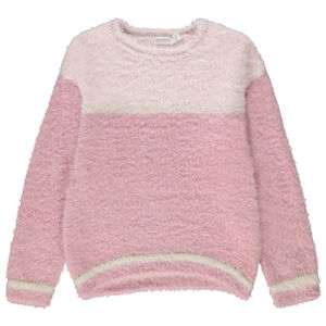 Pull en tricot effet fourrure et color block pour fille 