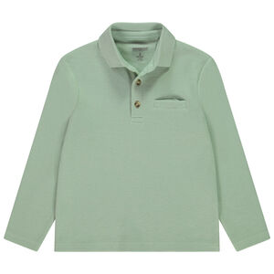 Poloshirt lange mouwen effen honingraat voor jongens 