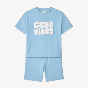 Set van 2 delen t-shirt + korte broek met reliëfprint voor jongens 