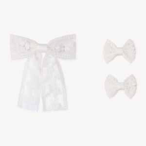 Set van 3 geborduurde tule strik haarspeldjes voor meisjes 