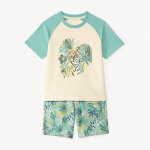 Ensemble court t-shirt + bermuda imprimé jungle pour garçon  