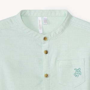 Korte mouwen Mao-kragen blouse met dierenbroderie voor babyjongen 