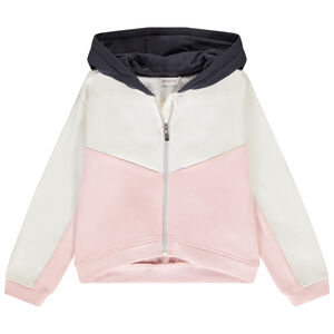 Vest in fleece met colour block effect en kap voor meisjes 