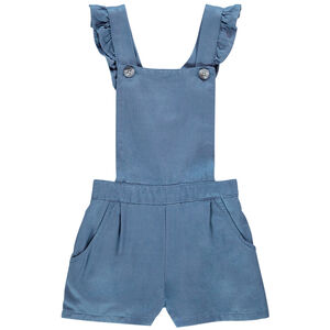 Blauwe korte salopette in lyocell voor meisjes 
